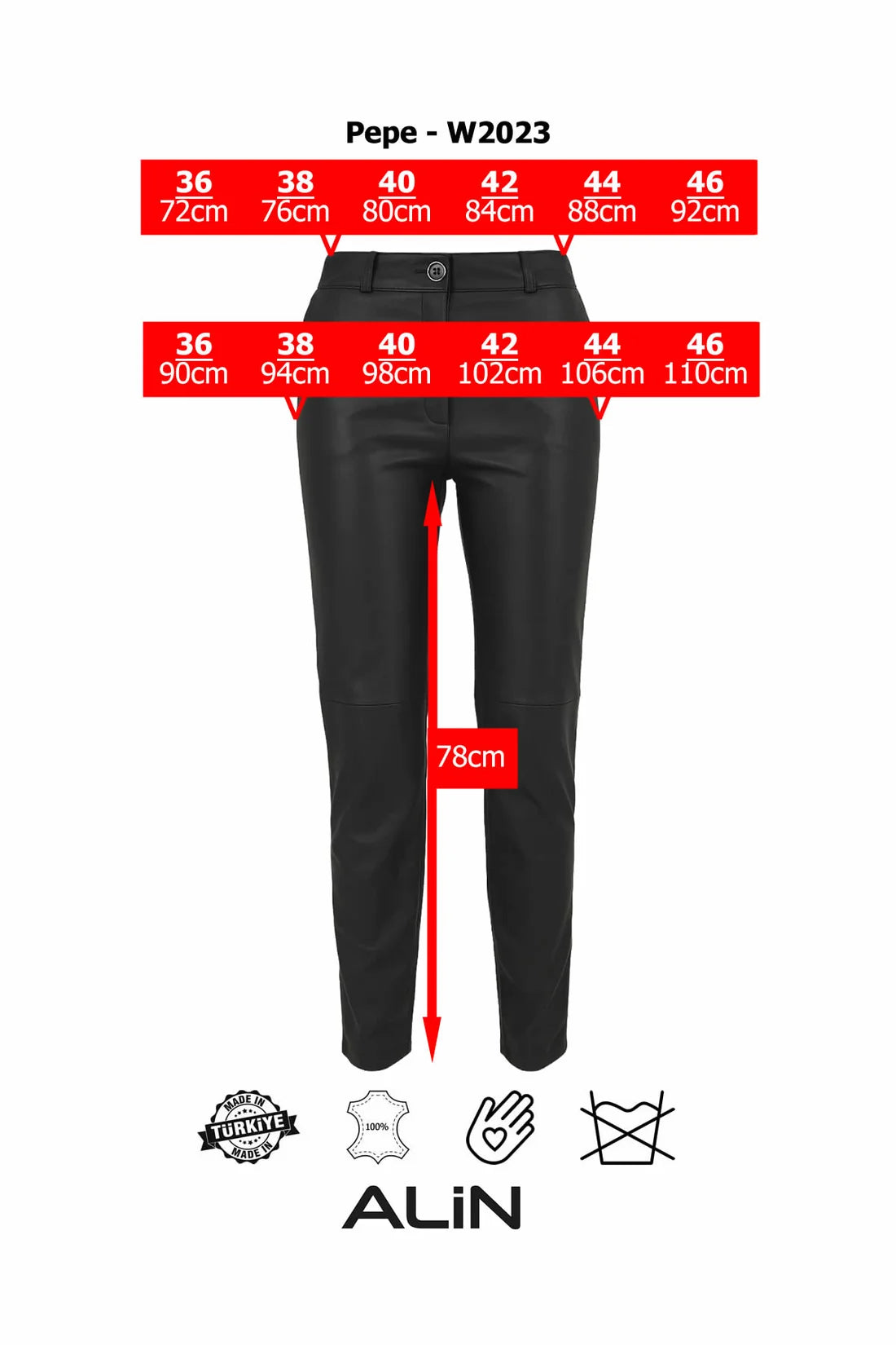 100% Genuine leather women's trousers