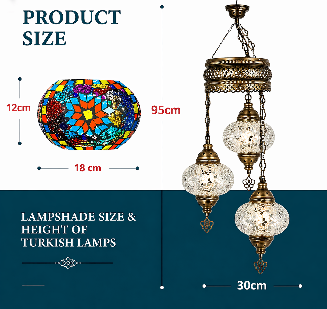 Turkish Mosaic Chandelier – 3 Globe