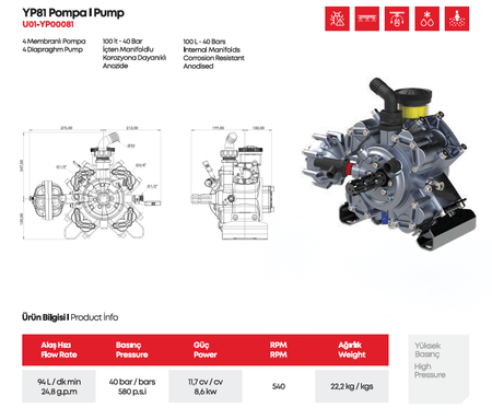 YPT0081 4-Diaphragm Turbo Pump - MALLTURK
