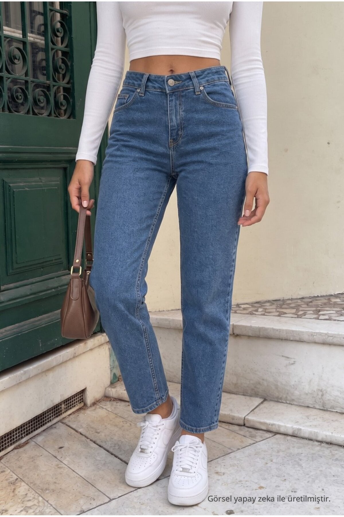 Ankle Length Straight Fit Jeans Blue - MALLTURK