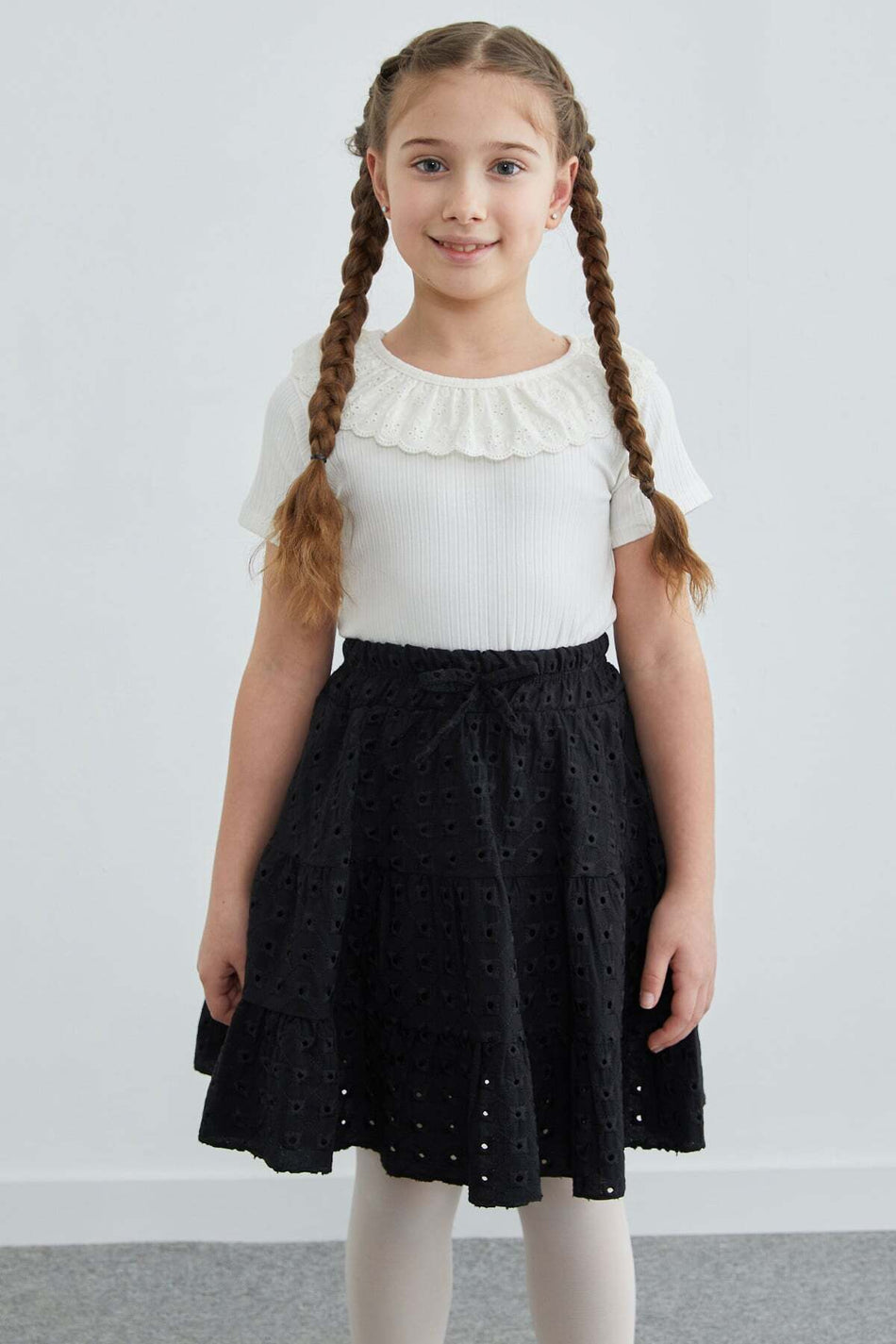 April 23 Buy Elastic Waist Brode Detailed Girls' Skirt - MALLTURK