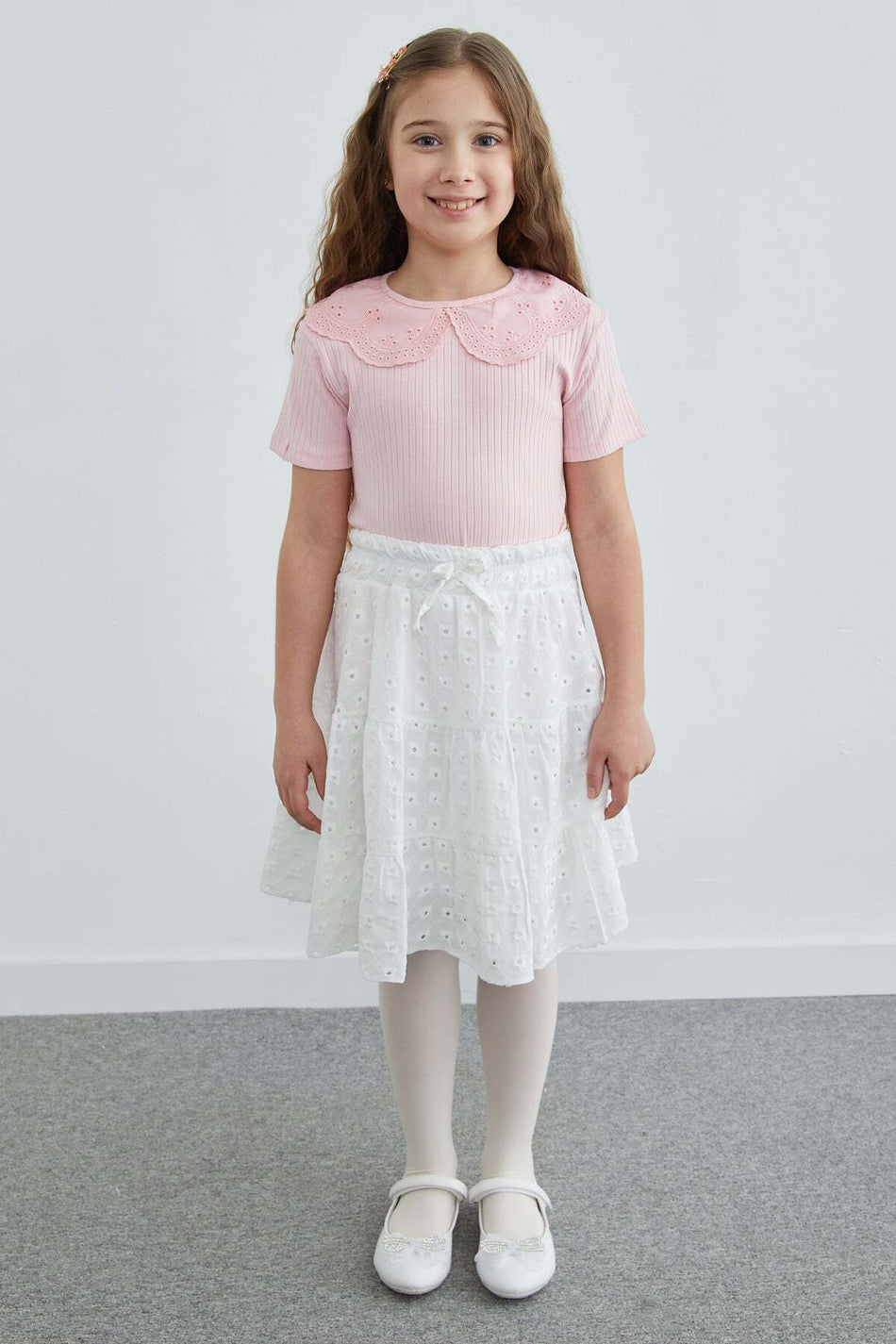 April 23 Buy Elastic Waist Brode Detailed Girls' Skirt - MALLTURK