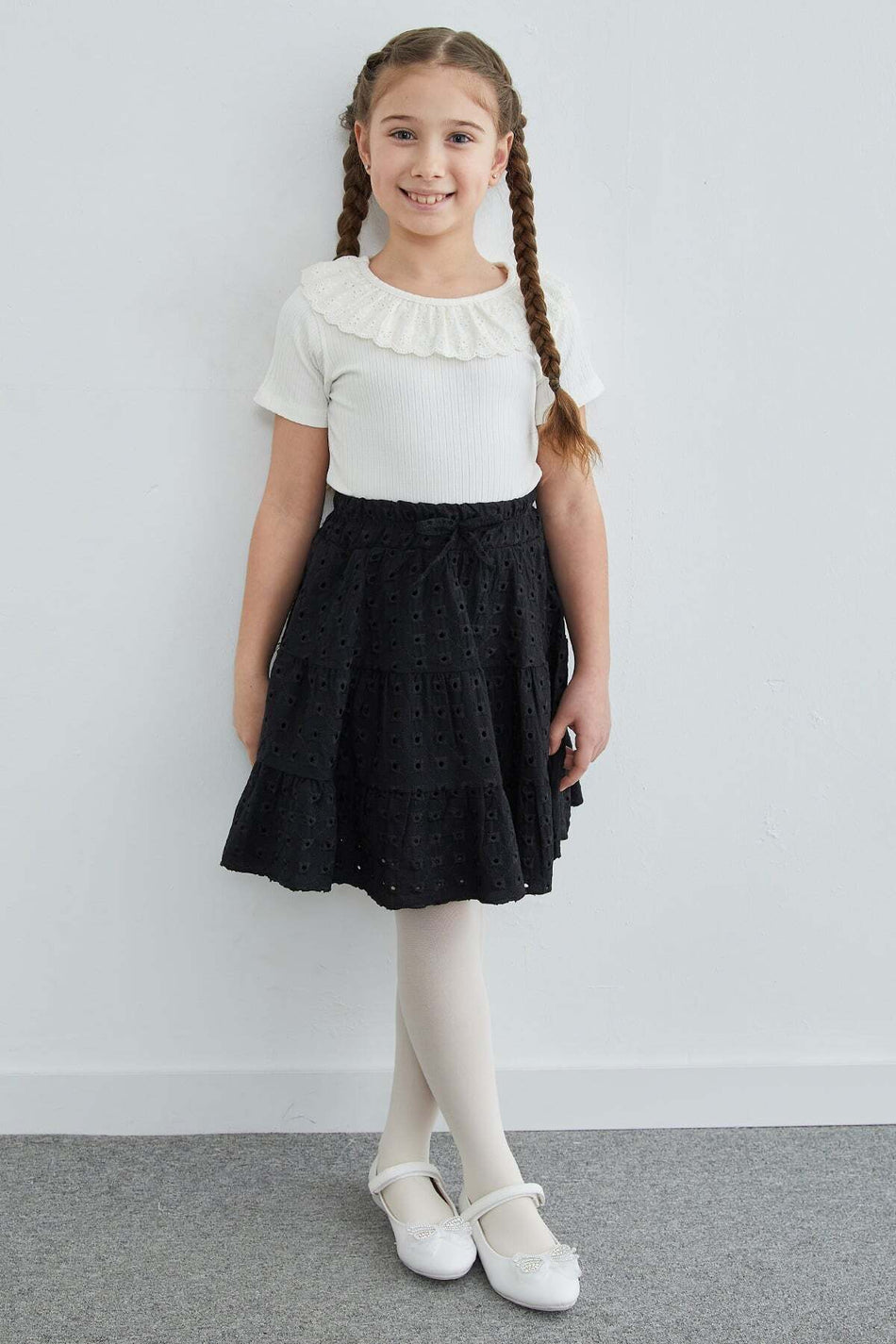 April 23 Buy Elastic Waist Brode Detailed Girls' Skirt - MALLTURK