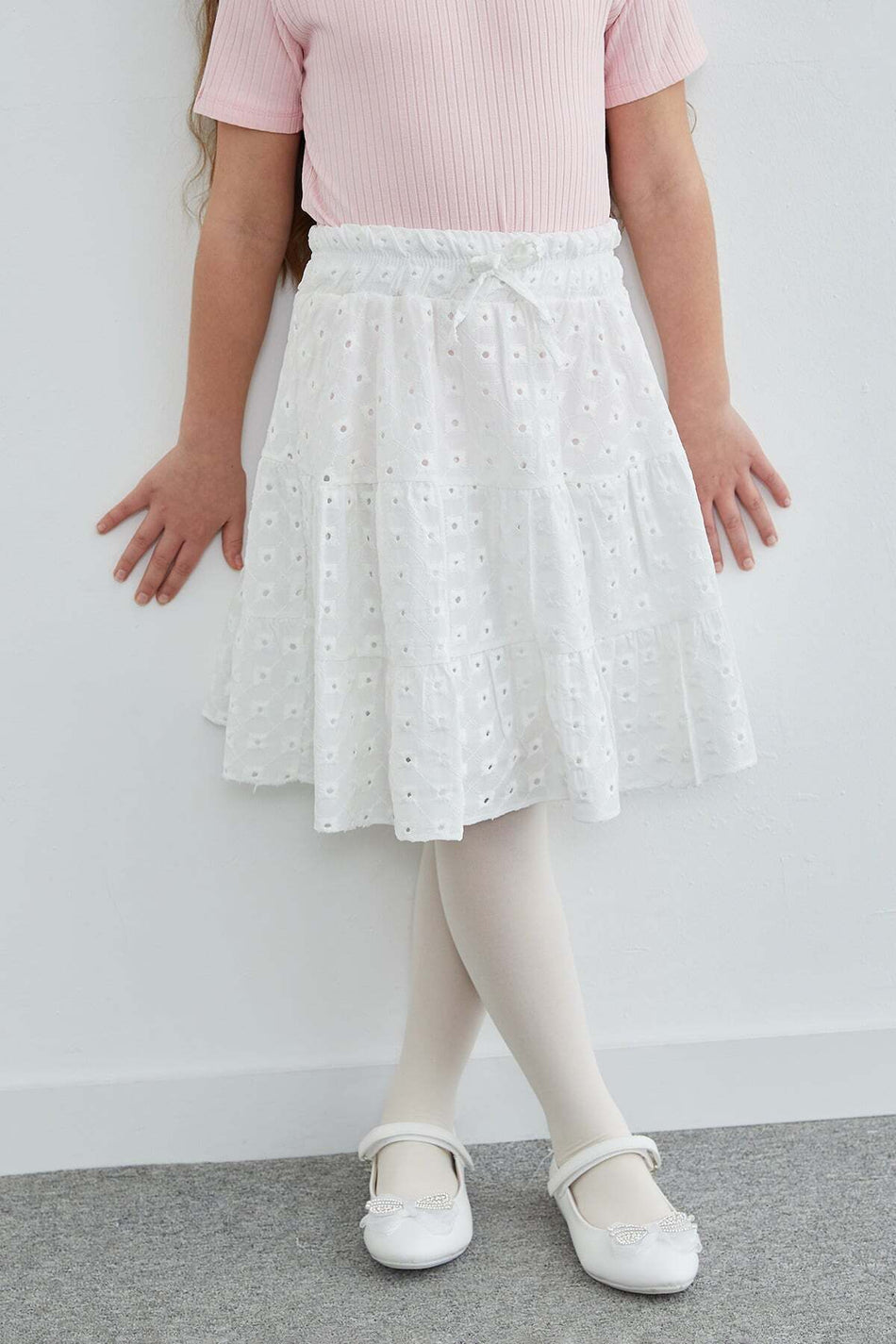 April 23 Buy Elastic Waist Brode Detailed Girls' Skirt - MALLTURK