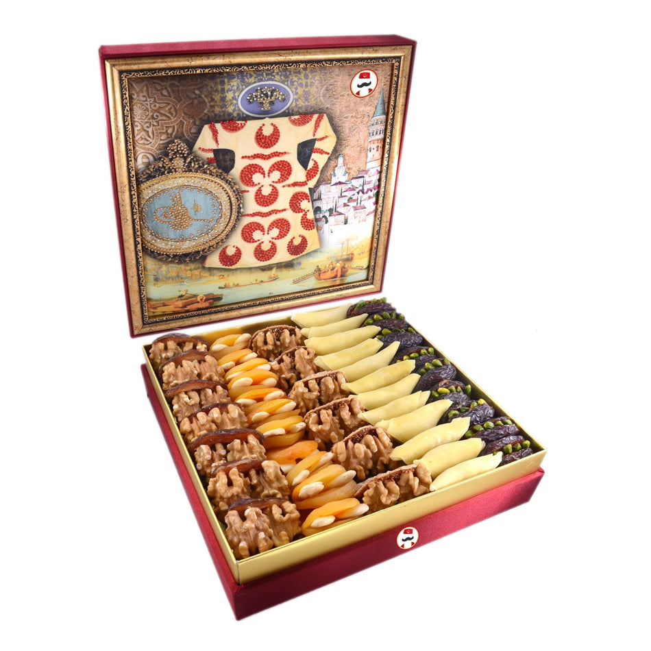 Assorted Dried Fruits with Nuts in Ottoman Gift Box, 1000g – 35.27oz - MALLTURK