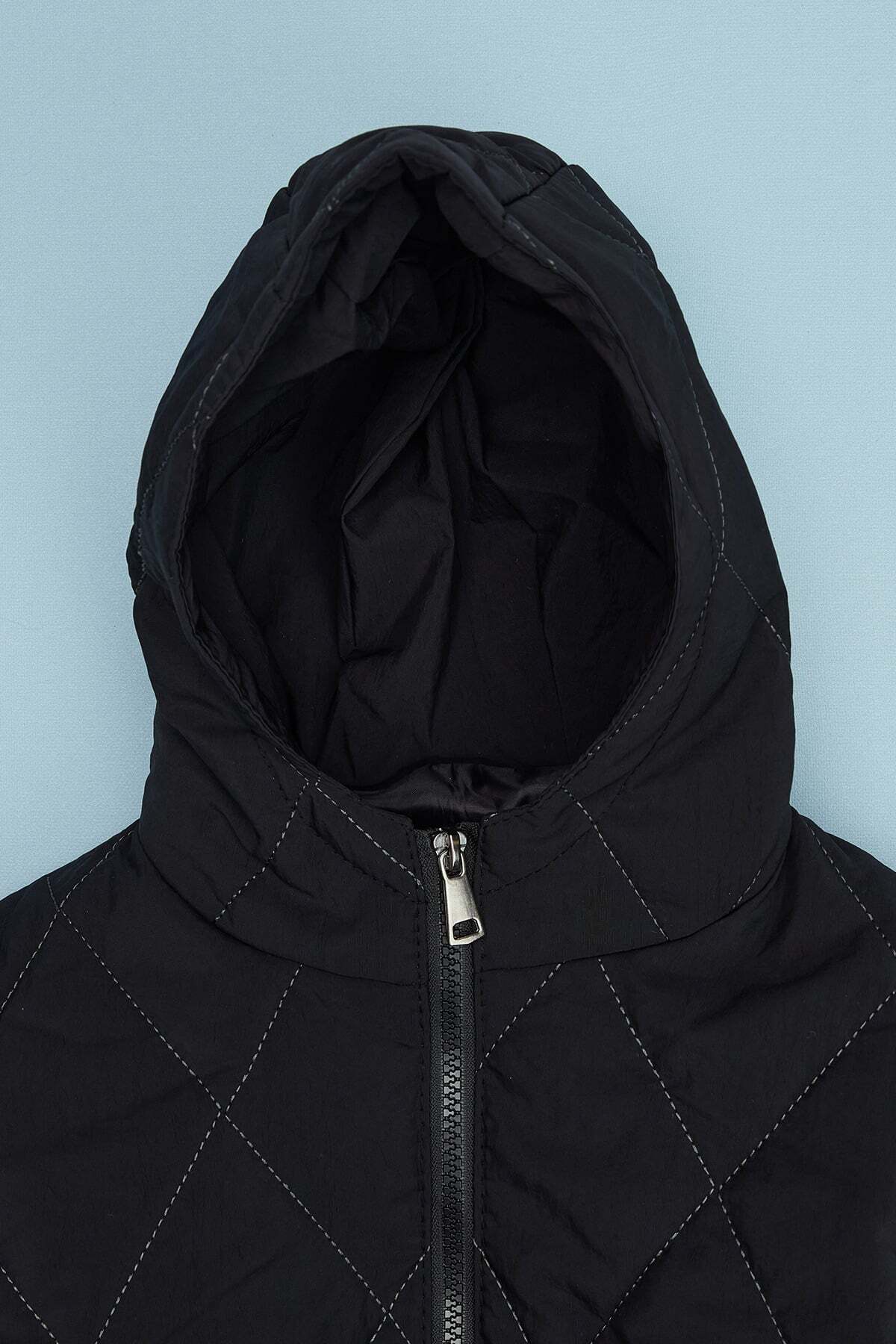 Baklava Pattern Quilted Hooded Unisex Children's Coat - MALLTURK