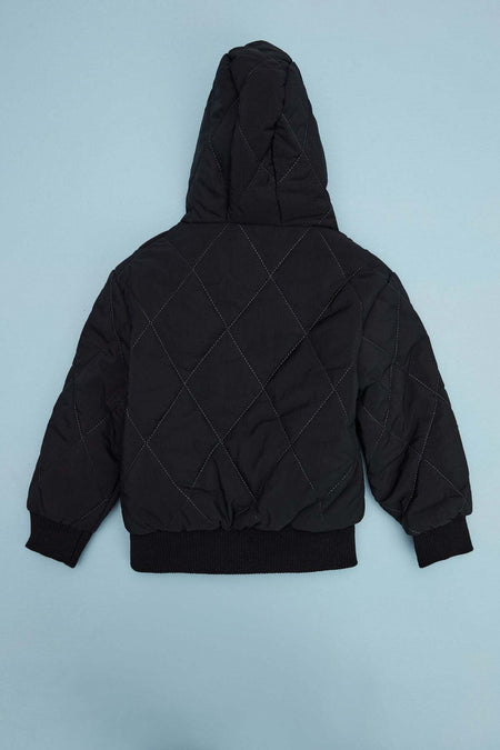 Baklava Pattern Quilted Hooded Unisex Children's Coat - MALLTURK
