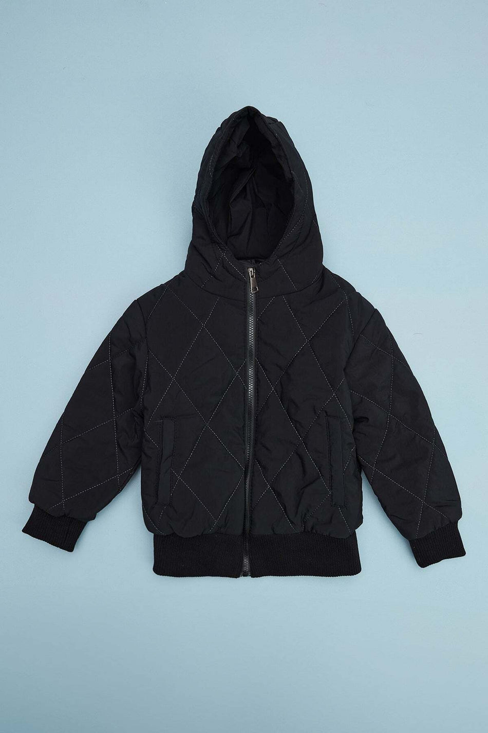Baklava Pattern Quilted Hooded Unisex Children's Coat - MALLTURK