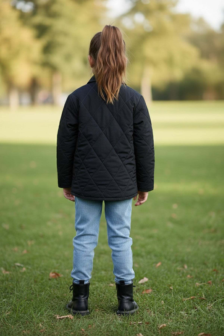 Baklava Pattern Quilted Oversized Girls' Coat - MALLTURK