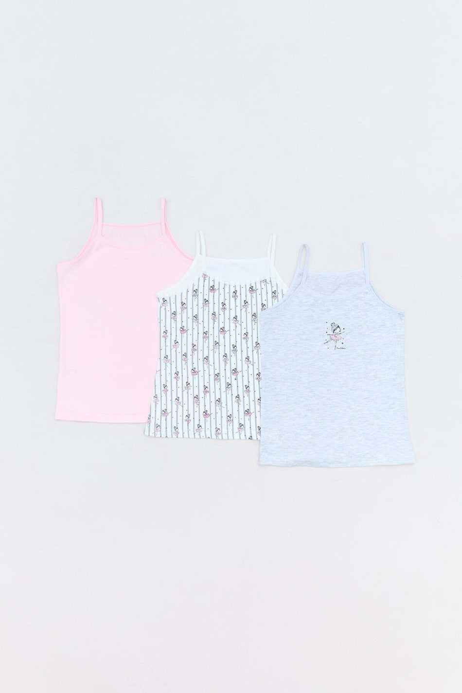 Ballerina Printed 3 Piece Girl's Tank Top - MALLTURK