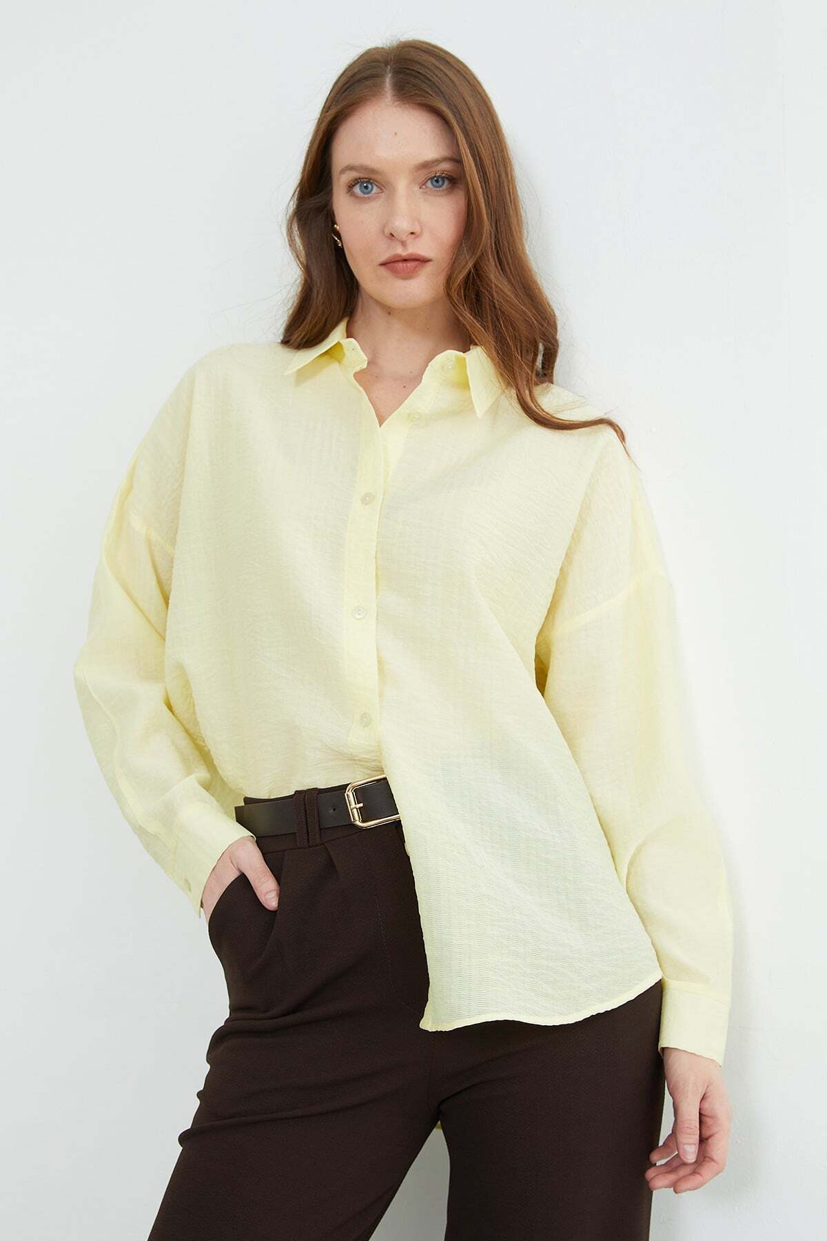 Basic Buttoned Crinkle Shirt - MALLTURK