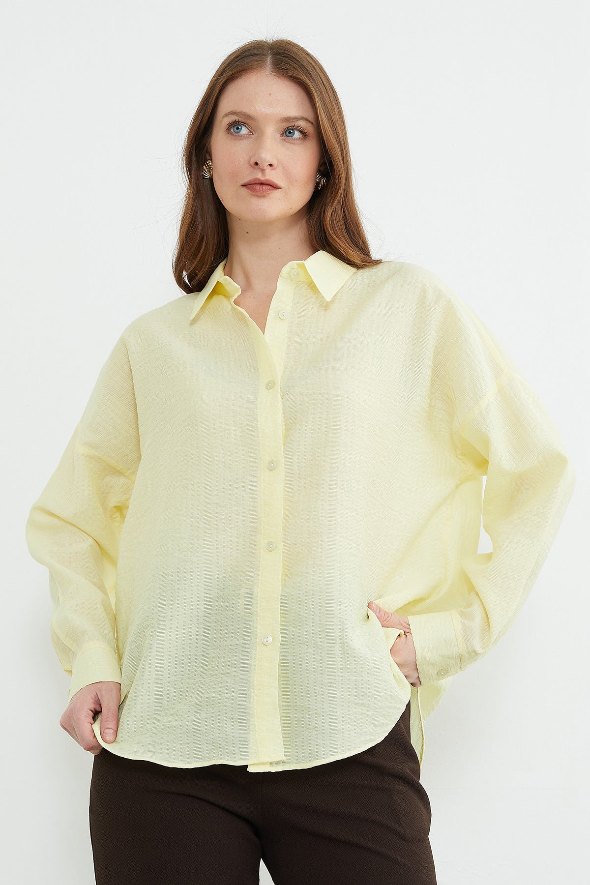Basic Buttoned Crinkle Shirt - MALLTURK