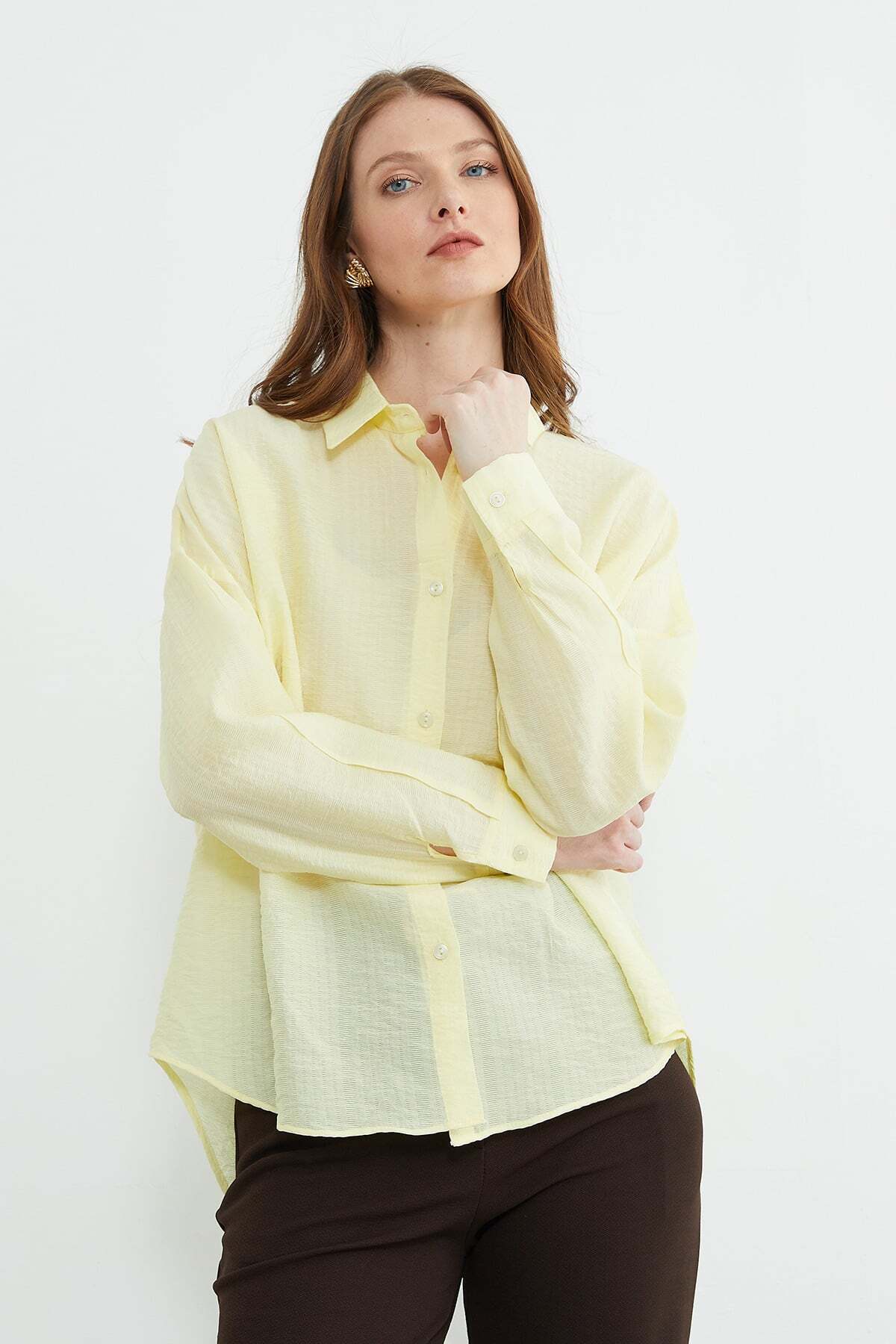 Basic Buttoned Crinkle Shirt - MALLTURK