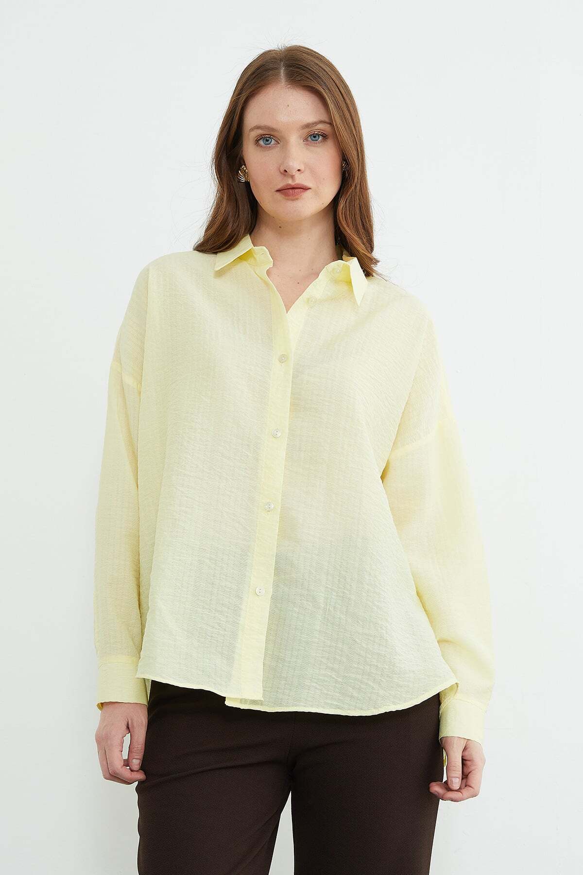 Basic Buttoned Crinkle Shirt - MALLTURK