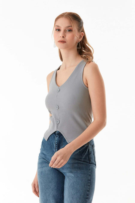 Basic Corded Buttoned Vest - MALLTURK