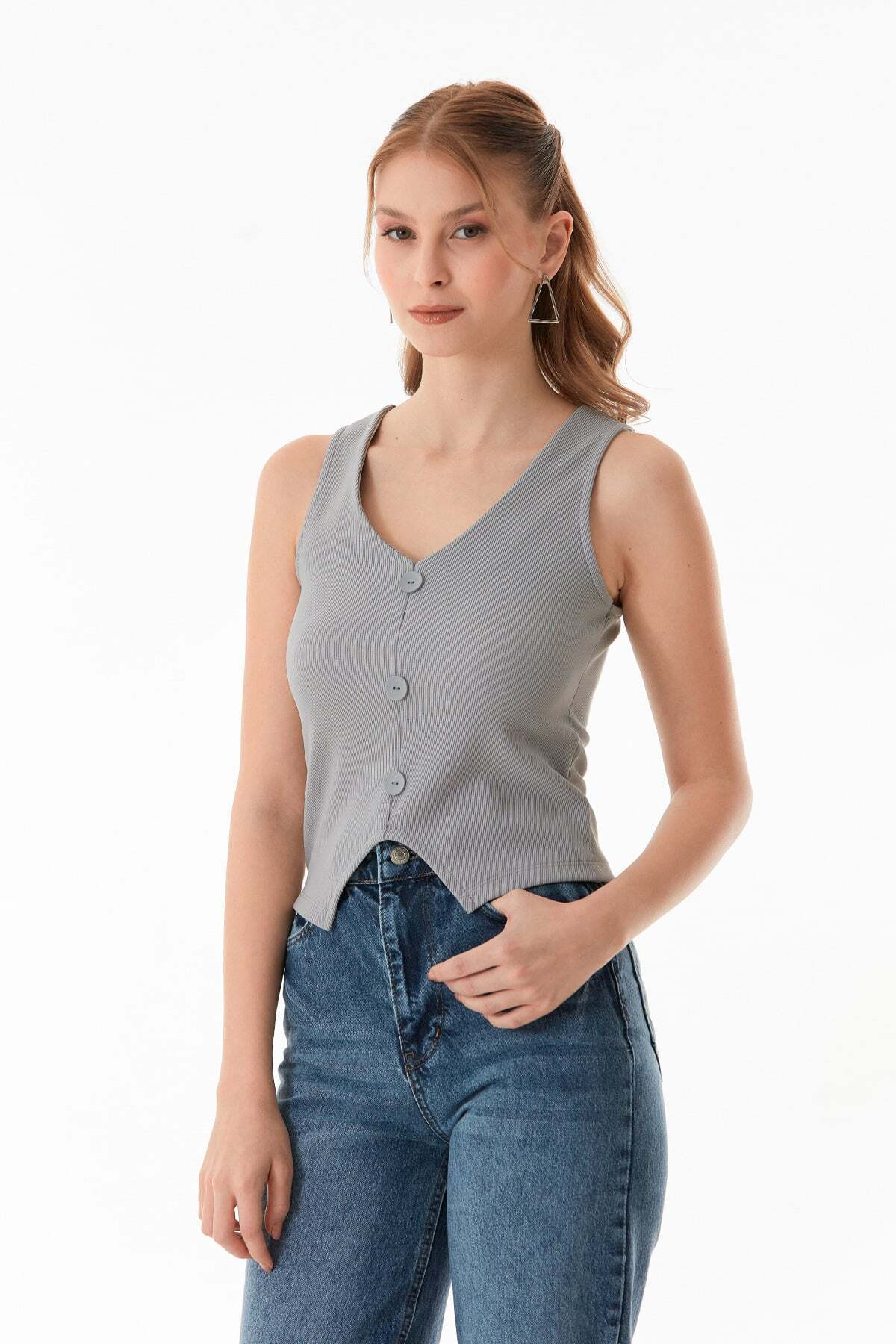 Basic Corded Buttoned Vest - MALLTURK