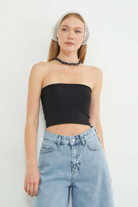 Basic Covered Strapless Bustier - MALLTURK
