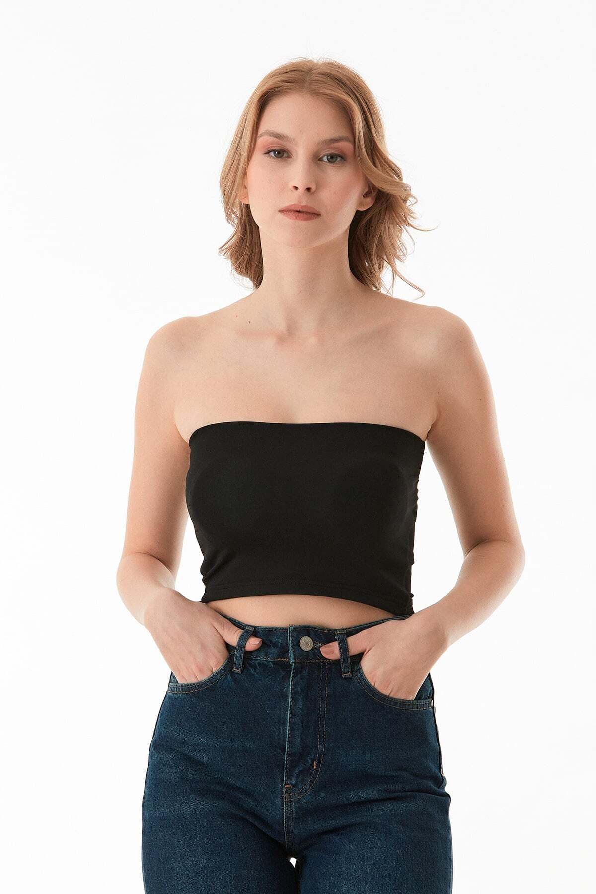 Basic Covered Strapless Bustier - MALLTURK