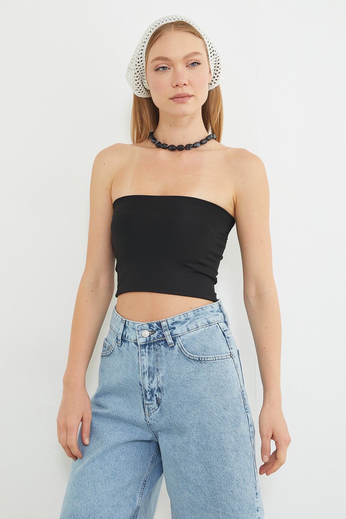 Basic Covered Strapless Bustier - MALLTURK