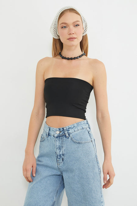Basic Covered Strapless Bustier - MALLTURK