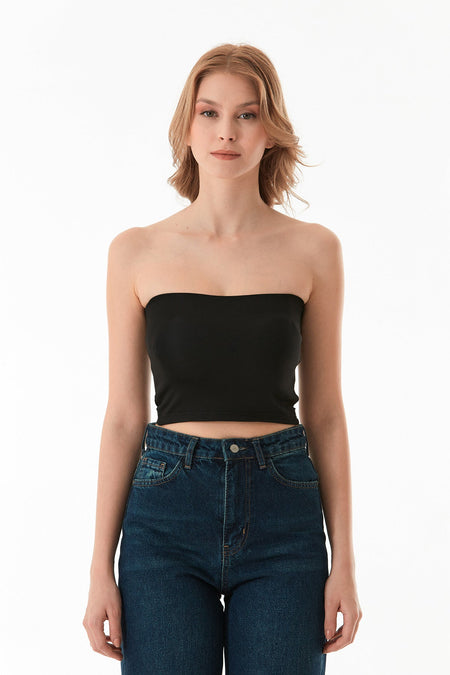 Basic Covered Strapless Bustier - MALLTURK
