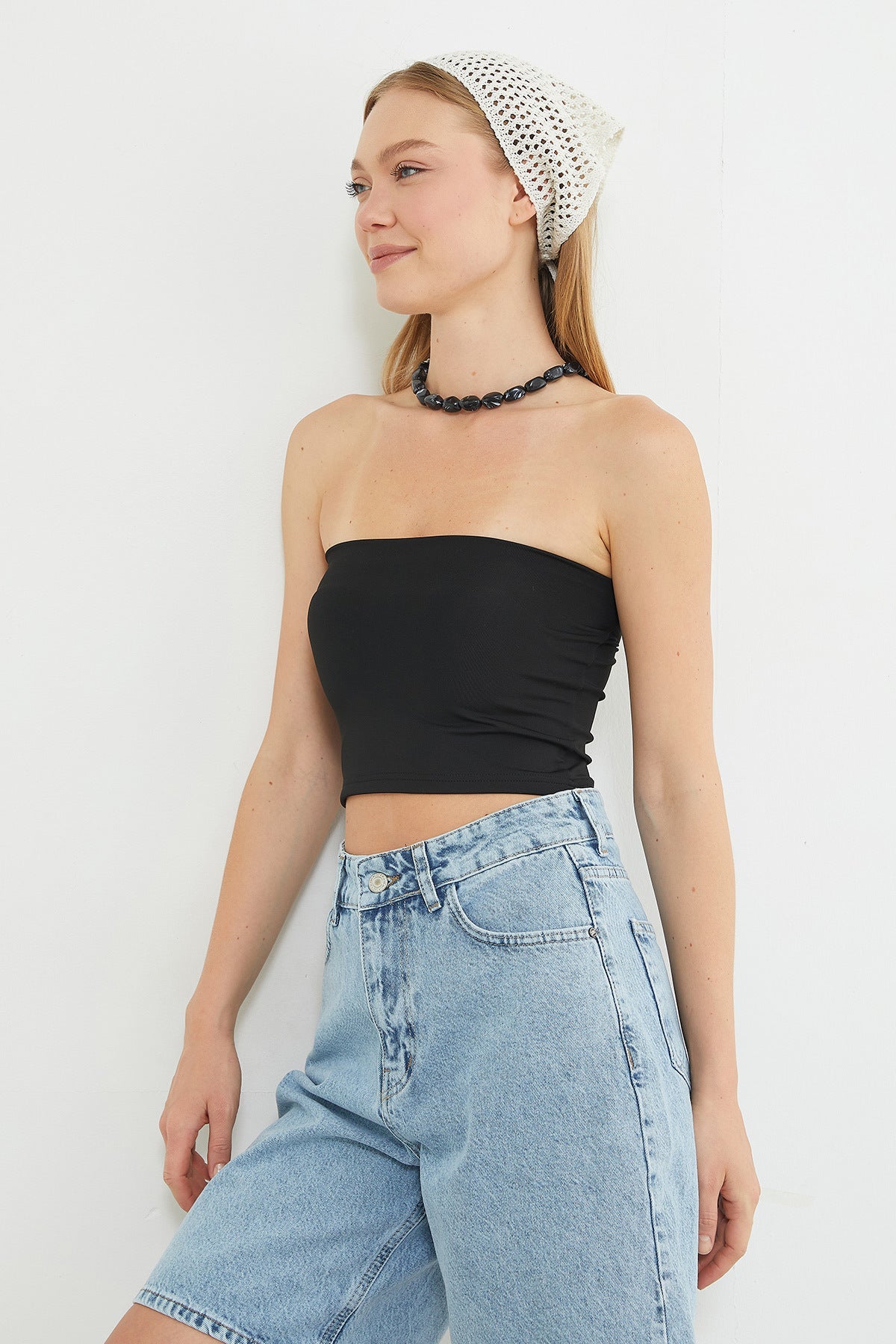 Basic Covered Strapless Bustier - MALLTURK