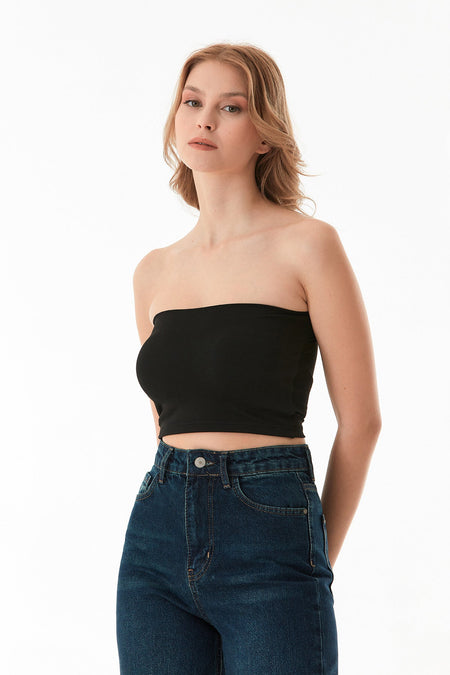 Basic Covered Strapless Bustier - MALLTURK