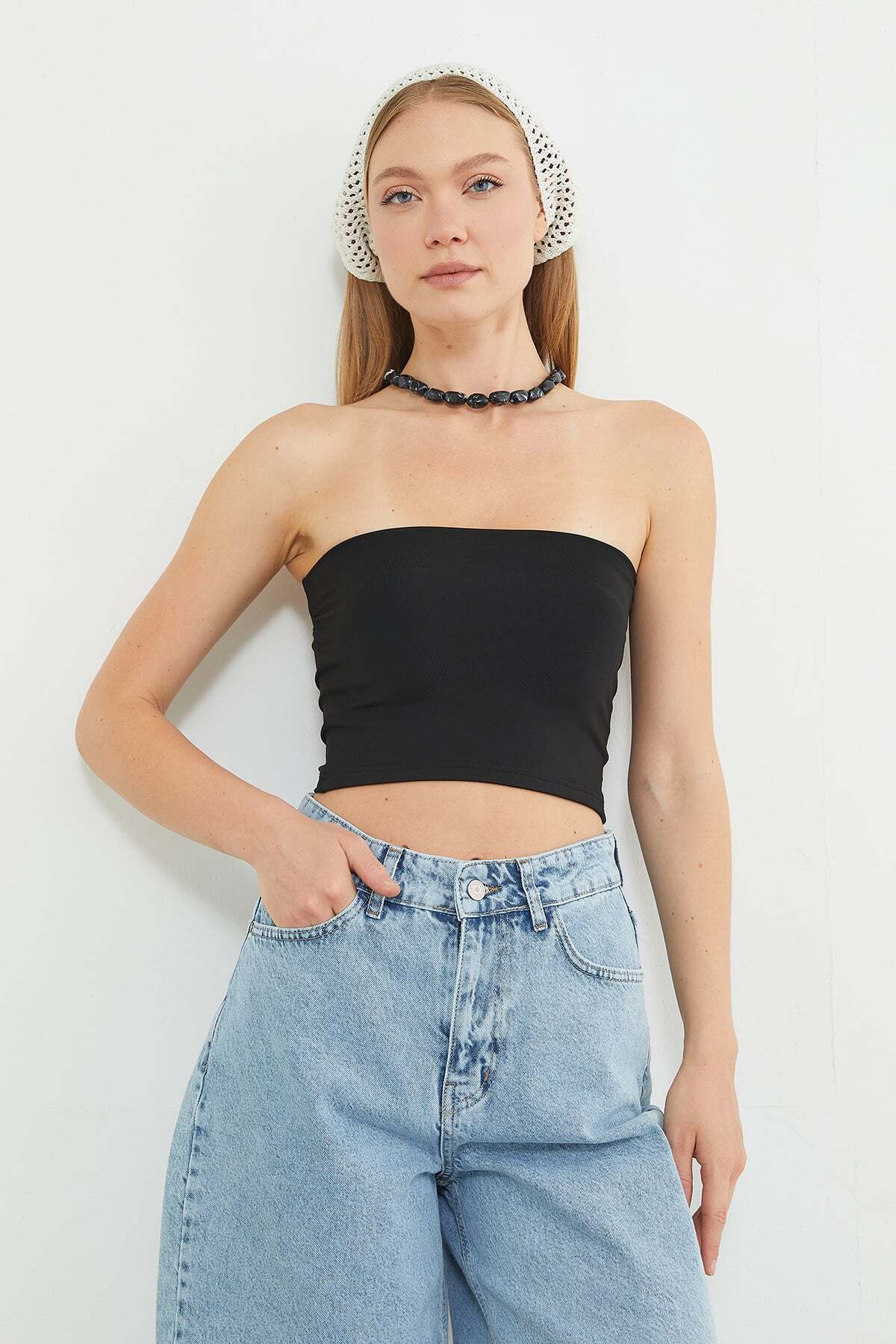 Basic Covered Strapless Bustier - MALLTURK