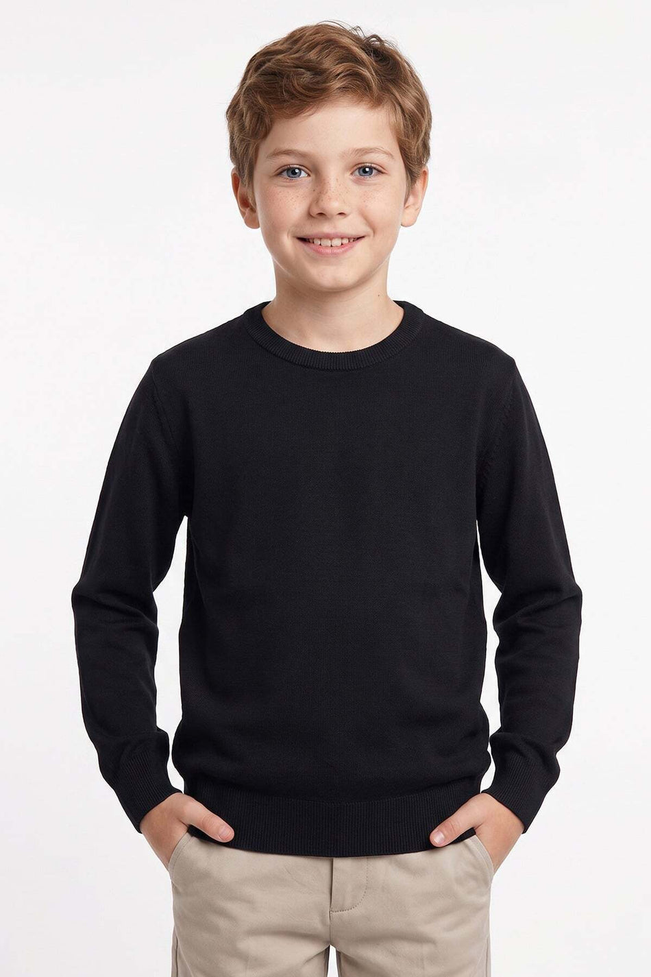 Basic Crew Neck Boys' Knit Sweater - MALLTURK