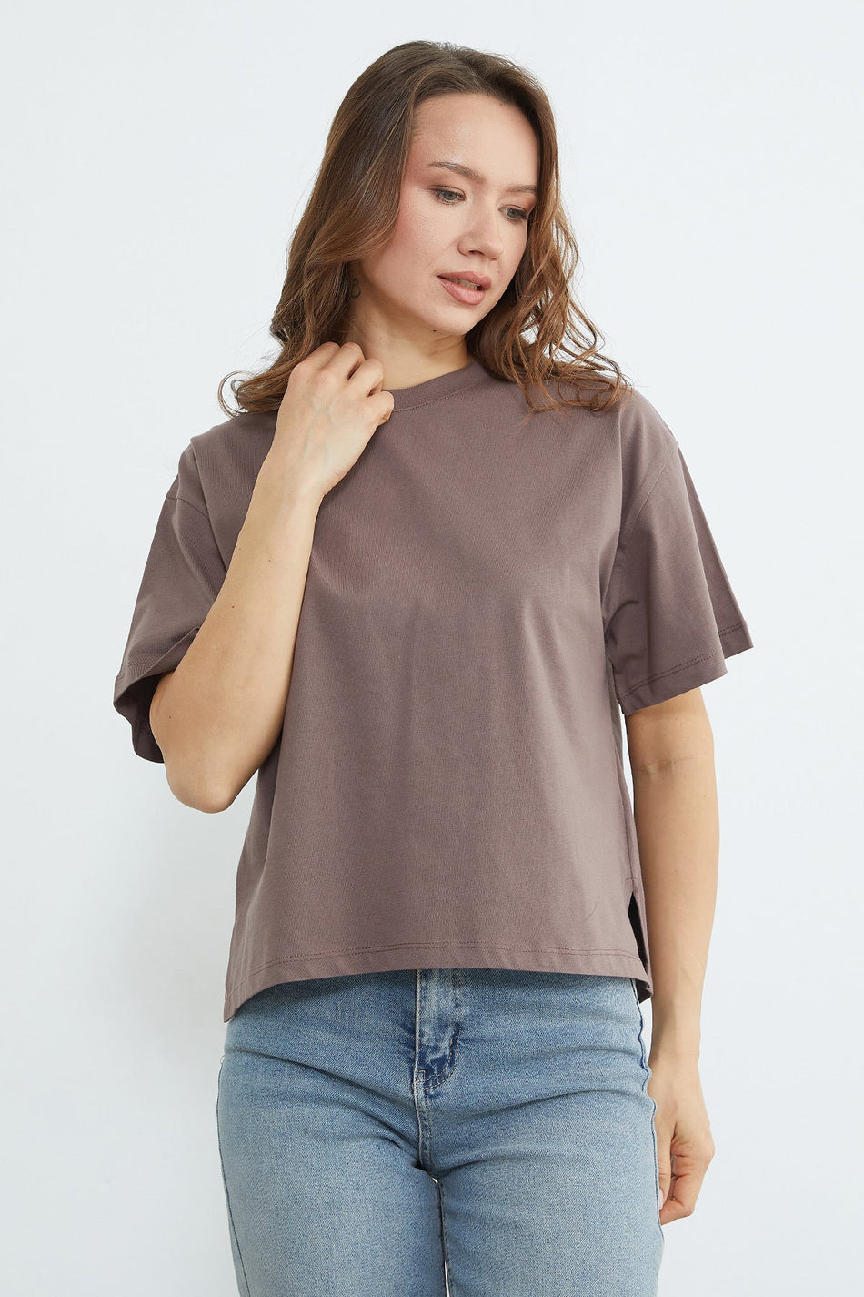 Basic Crew Neck Crop T-Shirt - MALLTURK
