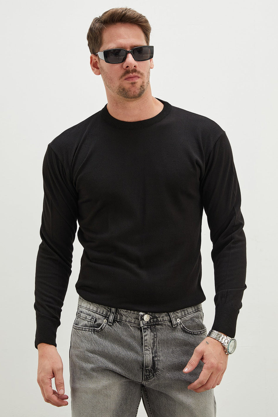 Basic Crew Neck Regular Fit Knitwear Sweater - MALLTURK
