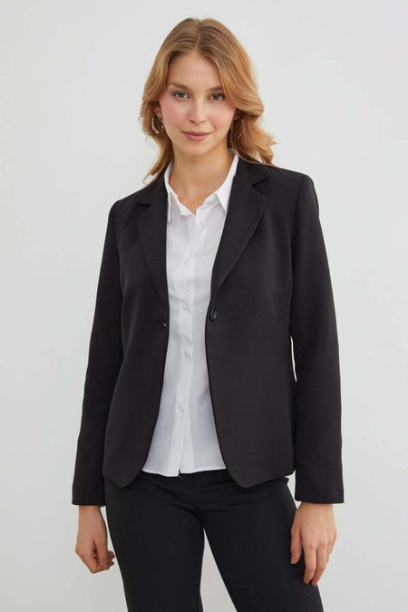 Basic Double-Breasted Collar Slim Fit Jacket - MALLTURK