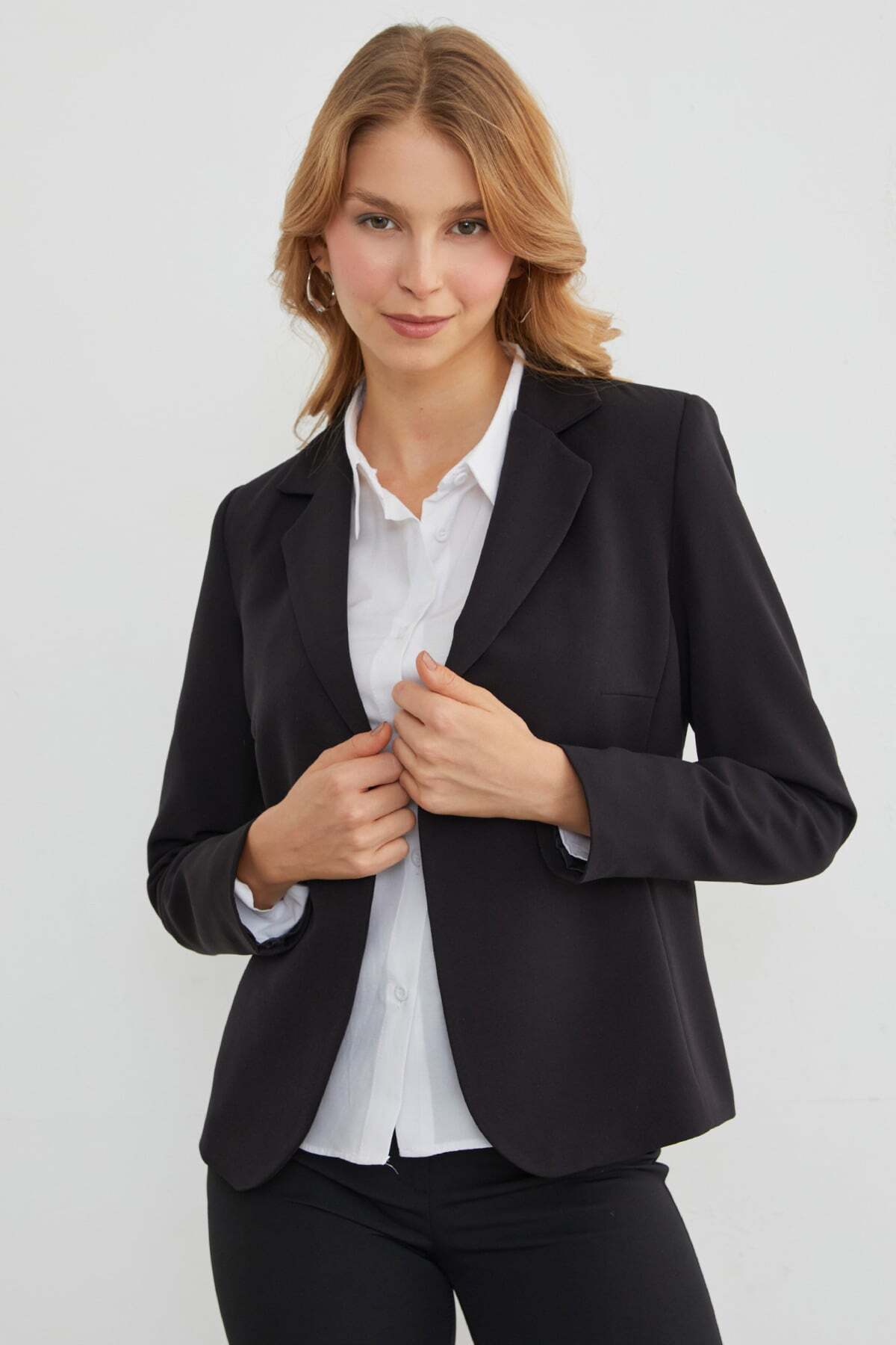 Basic Double-Breasted Collar Slim Fit Jacket - MALLTURK