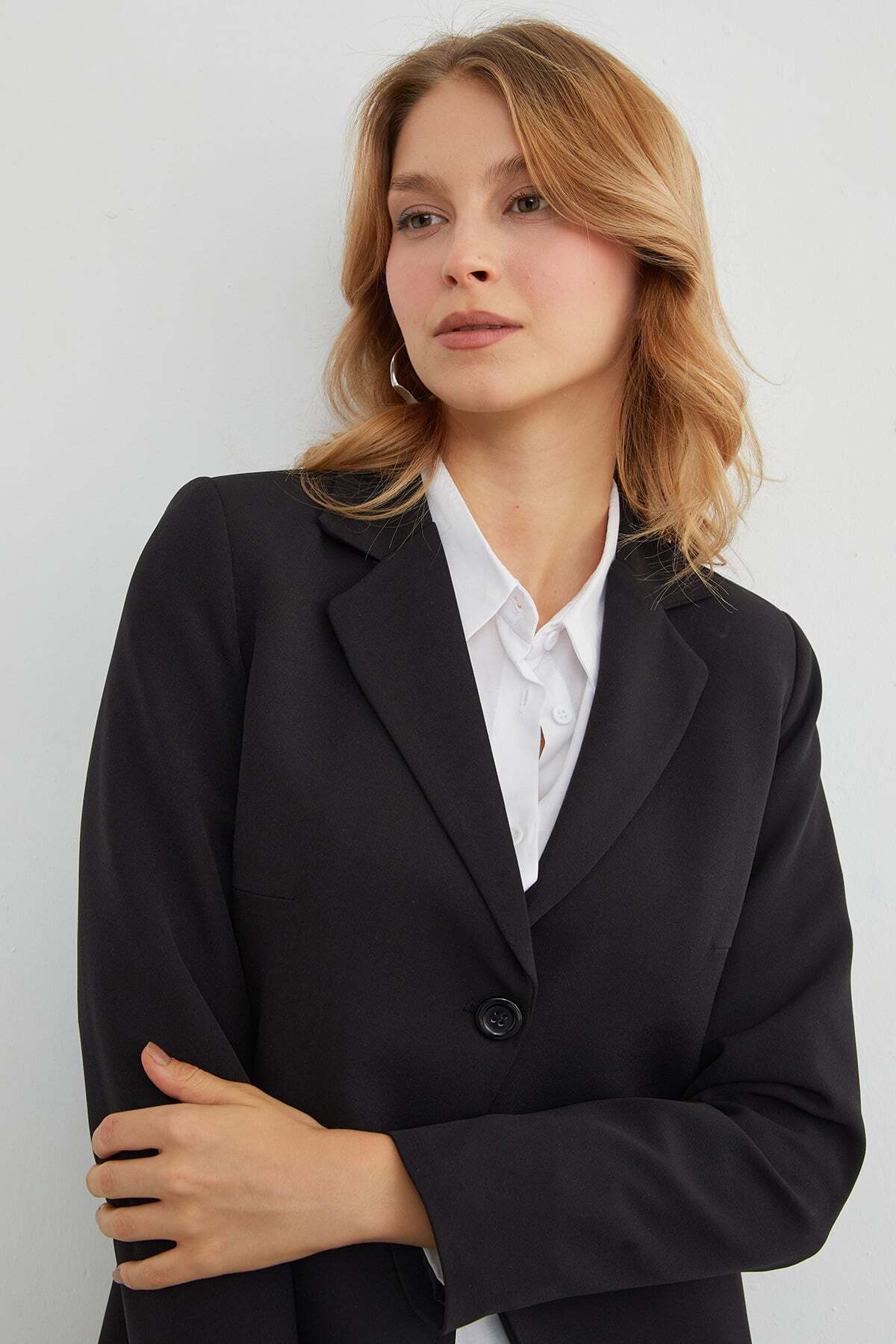 Basic Double-Breasted Collar Slim Fit Jacket - MALLTURK