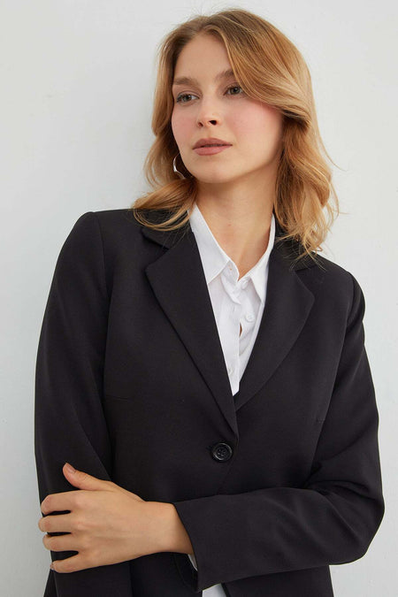 Basic Double-Breasted Collar Slim Fit Jacket - MALLTURK