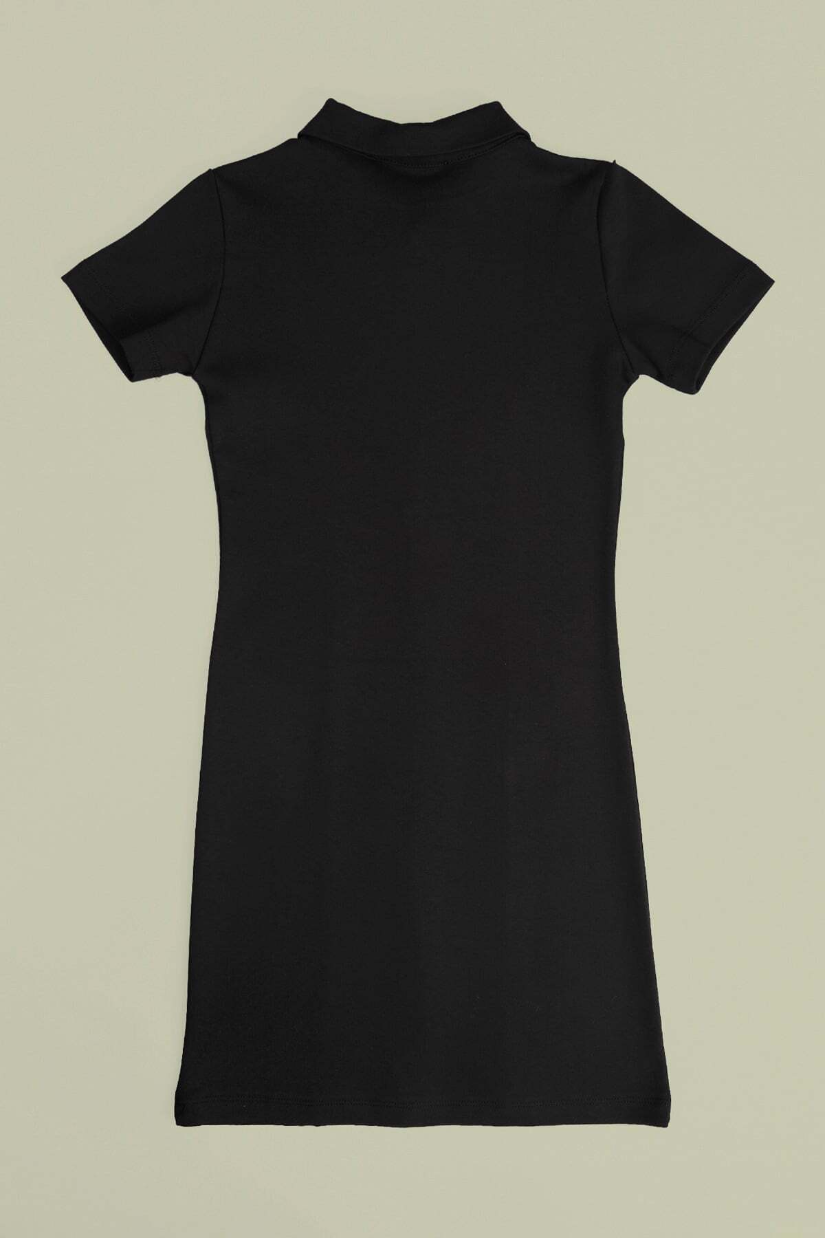 Basic Half-Zip Polo Collar Girls' Dress - MALLTURK