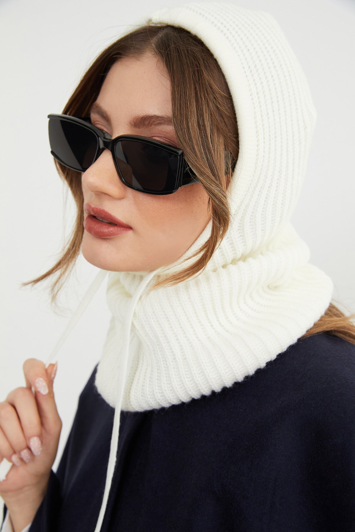 Basic Lace-Up Knitwear Balaklava Beanie - MALLTURK