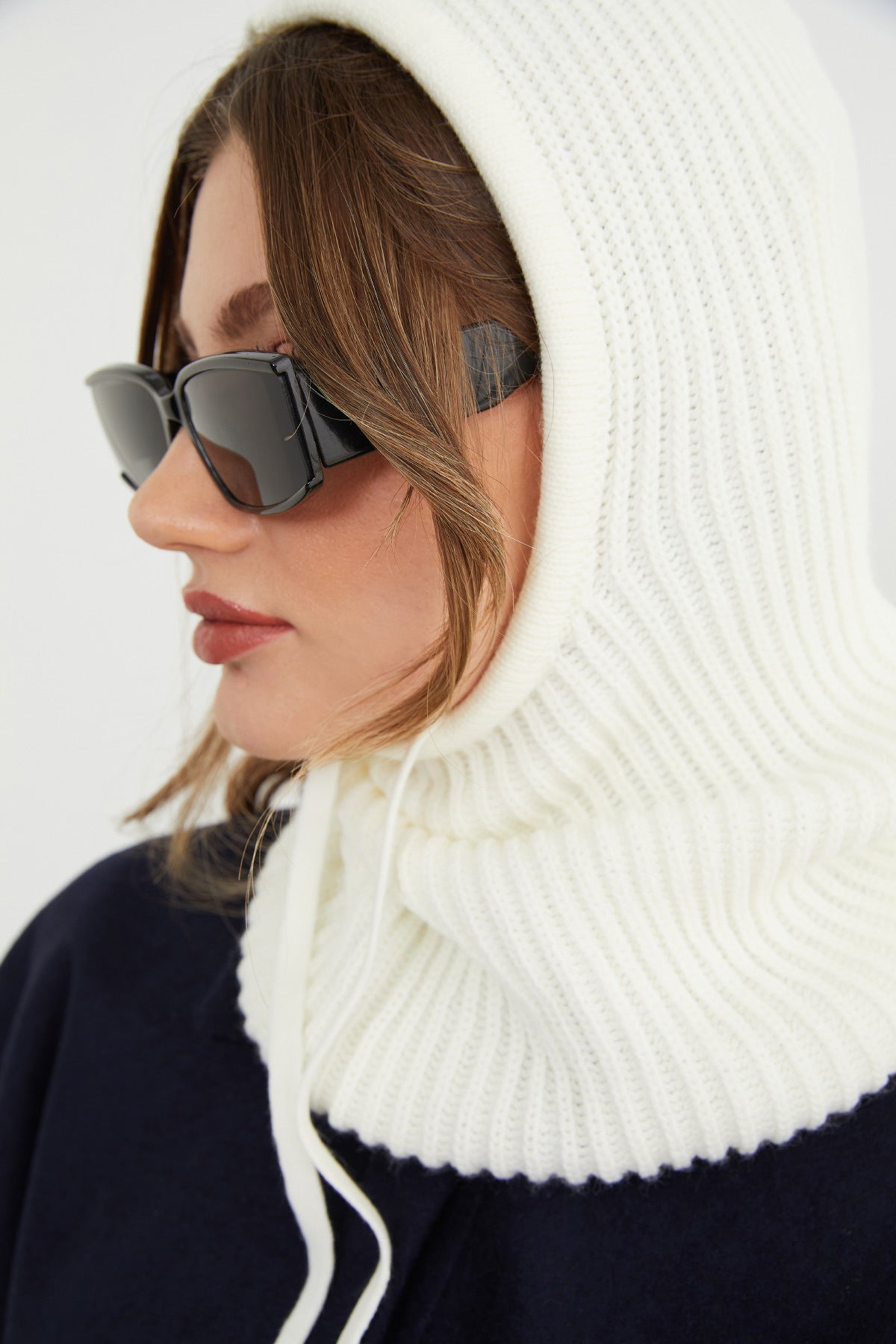 Basic Lace-Up Knitwear Balaklava Beanie - MALLTURK