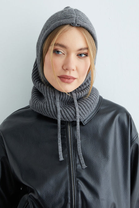 Basic Lace-Up Knitwear Balaklava Beanie - MALLTURK