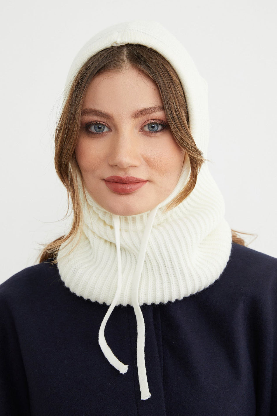 Basic Lace-Up Knitwear Balaklava Beanie - MALLTURK