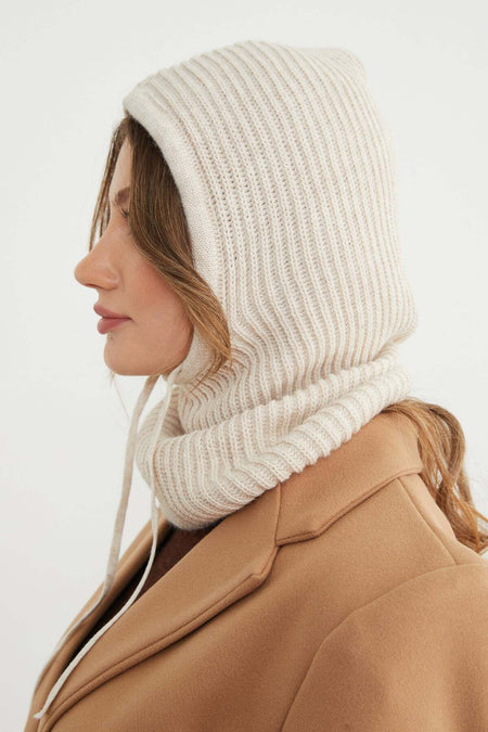 Basic Lace-Up Knitwear Balaklava Beanie - MALLTURK