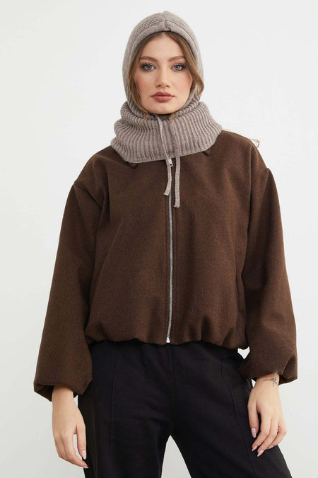 Basic Lace-Up Knitwear Balaklava Beanie - MALLTURK