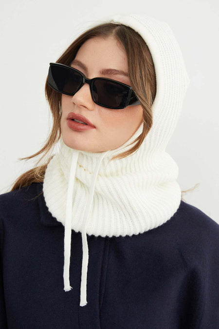Basic Lace-Up Knitwear Balaklava Beanie - MALLTURK