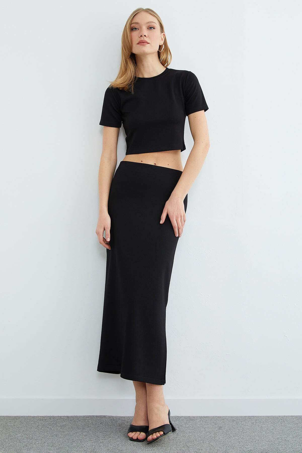 Basic Slit Modal Skirt 2-Piece Set - MALLTURK