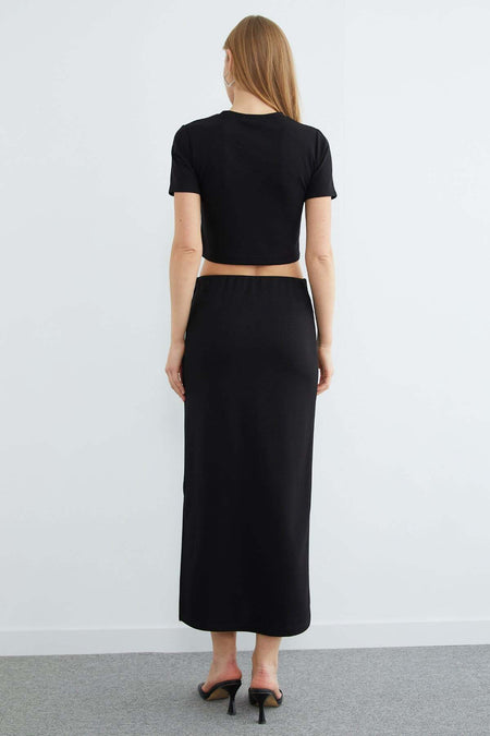 Basic Slit Modal Skirt 2-Piece Set - MALLTURK