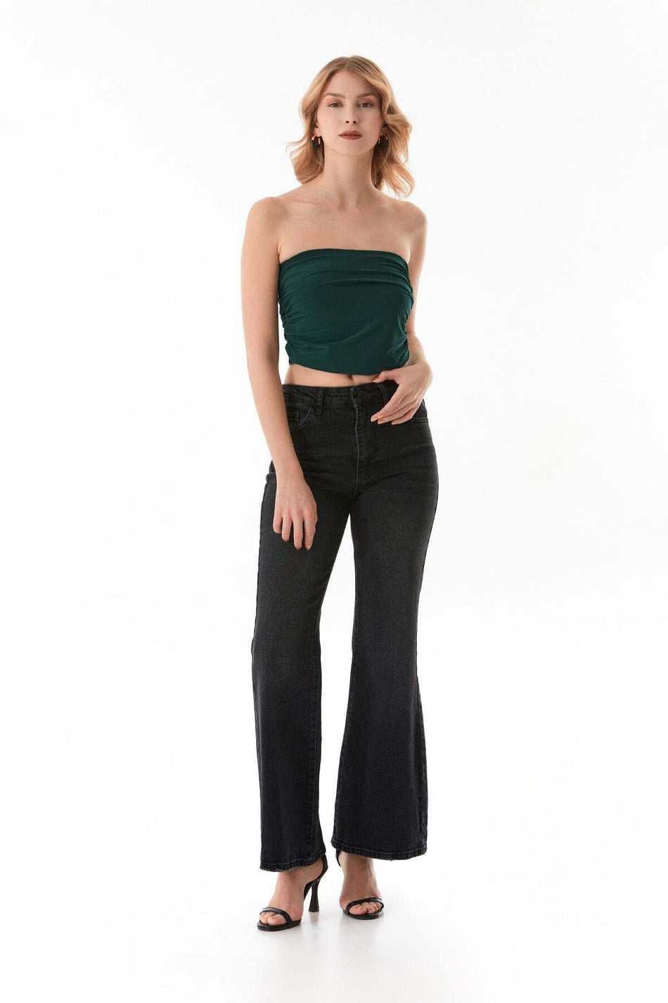 Basic Strapless Bustier with Draped Sides - MALLTURK