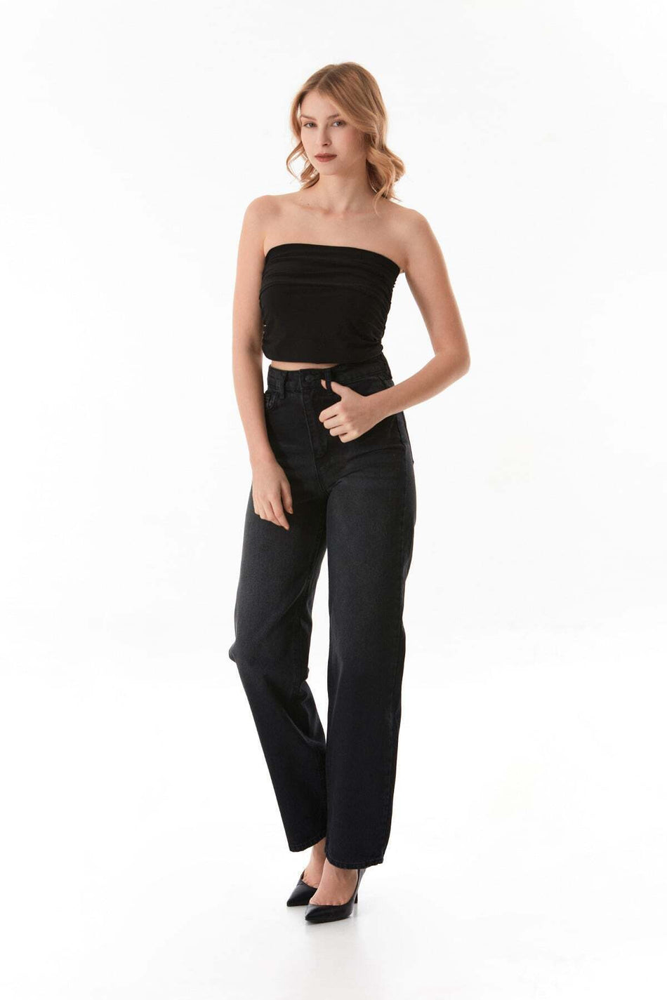 Basic Strapless Bustier with Draped Sides - MALLTURK