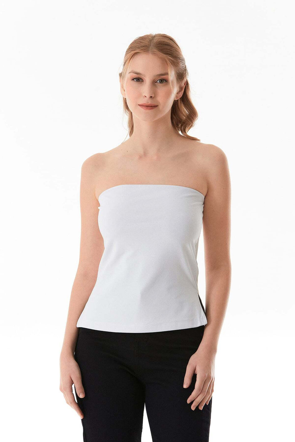 Basic Strapless Bustier with Side Slits - MALLTURK
