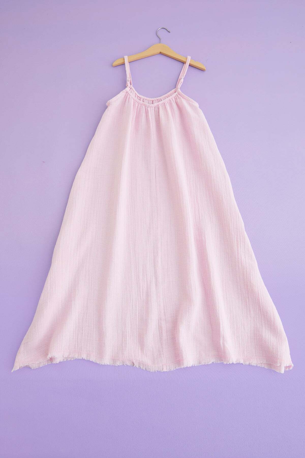 Basic Strappy Skirt with Ripped Hem Girls' Muslin Dress - MALLTURK
