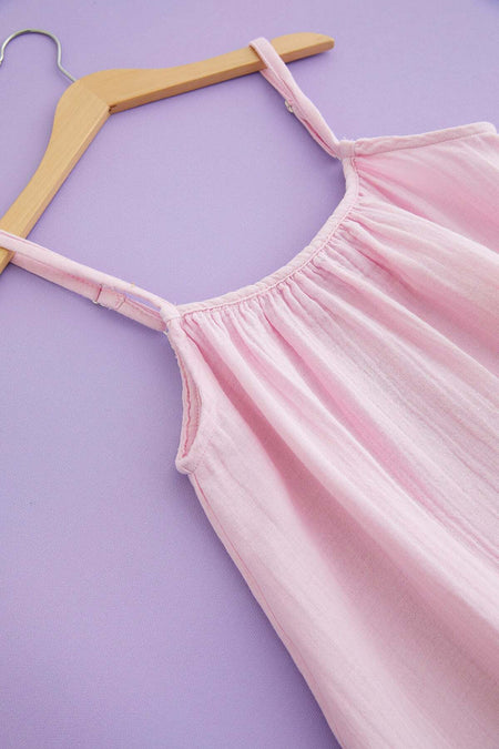 Basic Strappy Skirt with Ripped Hem Girls' Muslin Dress - MALLTURK